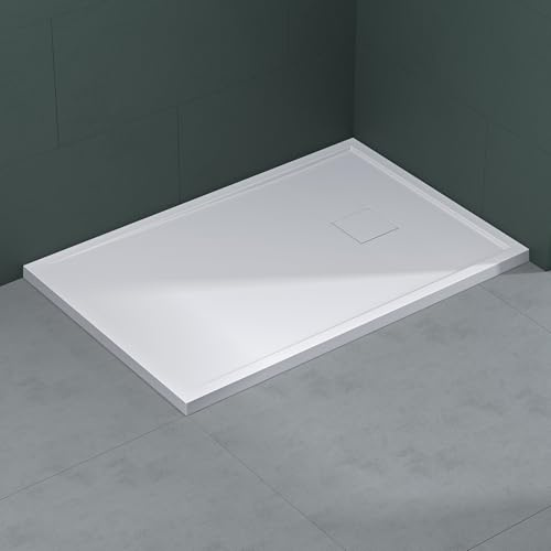 Mai & Mai Duschwanne aus Mineralguss Duschtasse 80x120cm | Superflach Anti-Rutsch in Weiß, Geoma08