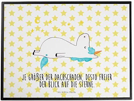Mr. & Mrs. Panda Schreibunterlage Einhorn Sternenhimmel - Geschenk, tischauflage, schreibtischunterlagen, Schreibtisch Unterlagen, Verrückt, Unicorn, schreibtischunterlage, Einhörner, Sterne