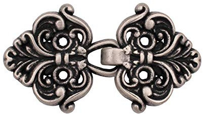 kleiner silber Verschluss für Trachten Dirndl Schliesse historisches Kostüm Haken Metall 37mmx20mm (1 Stück)