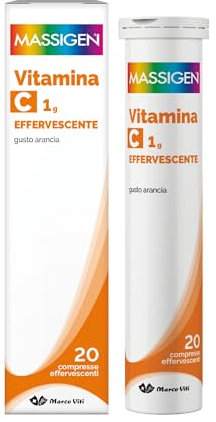 Massigen C-Viti - Integratore Vitamina C Effervescente, 20 Compresse, 1000 mg per Compressa, Senza Glutine e Lattosio, Favorisce la Normale Funzione Immunitaria