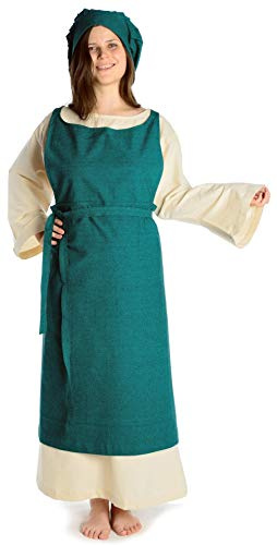 HEMAD Mittelalter Schürze Flurdamurs aus Baumwolle Braun, Beige, Rot Gewandung LARP