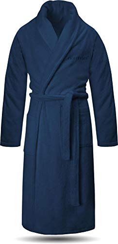 normani 100% Baumwoll Bademantel Saunamantel zweifarbig und einfarbig mit und ohne Kapuze für Damen und Herren (Gr. XS - 4XL)