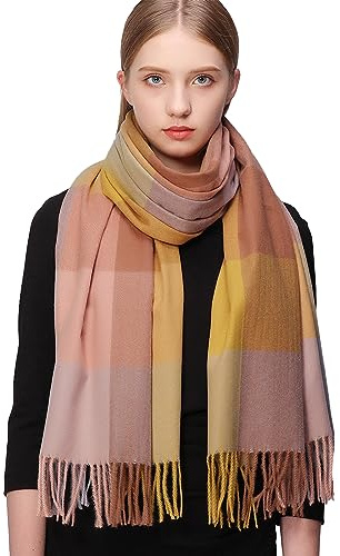 RIIQIICHY Schal Damen Winter Kuschelig, Karierter Winterschal für Damen | Kuscheliger Damenschal für Herbst und Winter, vielseitig als Schultertuch tragbar und eine schöne Geschenkidee zu Weihnachten