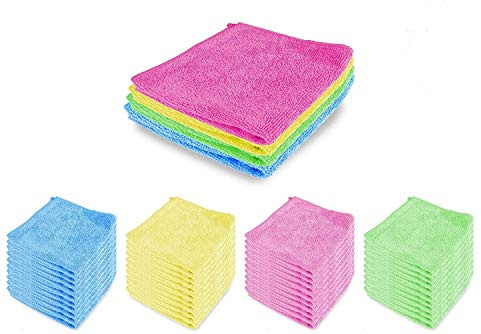 Hypafol Microfaser Handtücher | 36 St. | 32x32cm | pflegeleicht | Poliertuch, Putzlappen zur Oberflächen Reinigung | Microfasertuch gemischte Farben | Zur Autopflege, Gebäudereinigung, Gastronomie