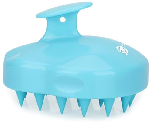FReatech Masajeador Cuero Cabelludo [Mojado & Seco], Cepillo Pelo de Silicona para Champú y Masaje Cabeza, Limpieza Profunda y Cuidado, Exfoliación Suave y Estimula Crecimiento del Cabello, Azul Claro