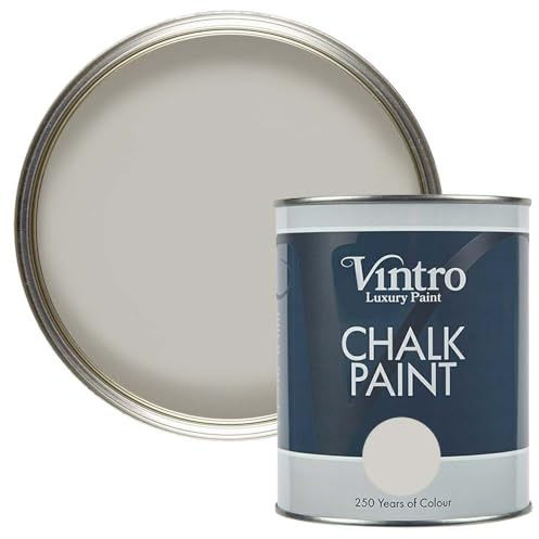 Vintro | Grey Chalk Paint | Furniture Paint | Shabby Chic | Upcycle | Decorate | Ultra Matt Finish | 1 Litre (Tower Bridge - Light Grey)