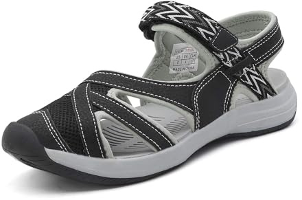DREAM PAIRS Women Closed-Toe Hiking Sandals,Black,6