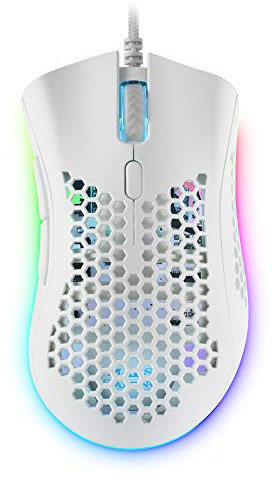 Mars Gaming MMEXW Weiß, RGB Gaming-Maus, 32K DPI, Feather-Kabel, HUANO-Schalter