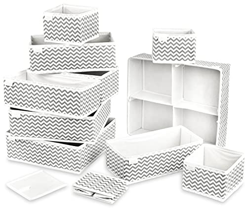 Unique Impression Set Of 11 Drawer Organisers For Underwear, Socks, Clothes, Shirts, Bras, Ties, Scarves, Baby Clothes - Drawer Dividers For Wardrobes, Closets, Cabinets, Separators