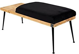 EMRA WOOD M-DEKO LGS-107 Loft Sitzbank Hocker Gepolstert Gestell aus Holz Bezug Velours Schwarz nach Maß (Höhe 40cm Tiefe 35cm, 60) (Höhe 50cm Tiefe 30cm, 85)