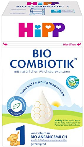 HiPP 1 Bio Combiotik (4 x 600g), Anfangsmilch von Geburt an, mit natürlichen Milchsäurekulturen und milder Bio-Stärke, in bester Bio-Qualität