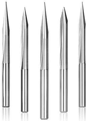 1 pieza de vástago de 3,175mm, 2 flautas, brocas de grabado en V rectas, punta de 20/30/45/60/90 grados, herramientas en V rectas de 0,1-0,5mm, fresado de corte CNC-20x0,1 mm
