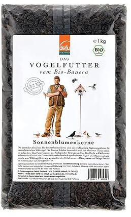 defu Wildvögel | Bio Sonnenblumenkerne | Ganzjähriges Vogelfutter für Weich- und Körnerfresser | Für Wachteln geeignet (8x1kg)