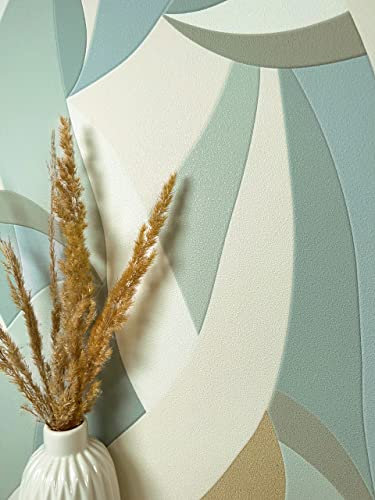 NEWROOM carta da parati Verdi Campione Tessuto non Tessuto - Moderno Azzurre Crema Struttura Grafica