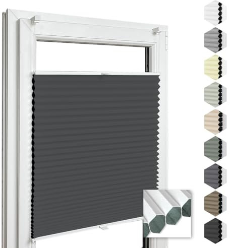 Home-Vision® Premium Doppelplissee Wabenplissee ohne Bohren mit Klemmfix (Weiß-Schwarz, B40cm x H120cm) Modern Klemmfix Blickdicht Plissee Sonnenschutz Hitzeschutz Jalousie für Fenster Thermo