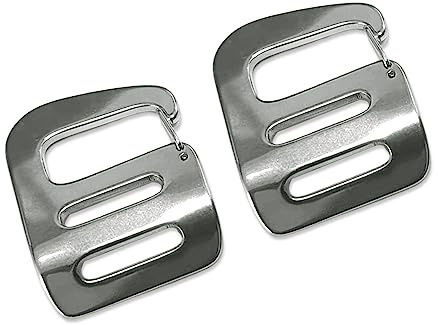 Joyzol G-Hook - Fibbie a forma di onda, 2 pezzi, in acciaio inox, con chiusura a molla, resistente, regolabile, per zaino, cintura, accessori per esterni, moschettoni