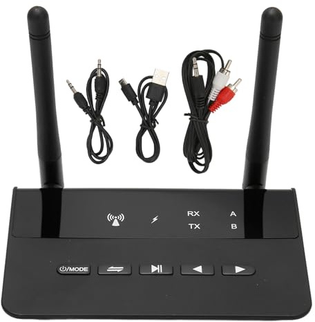 Bluetooth Sender Empfänger 2in1, Bluetooth 5.2 Adapter | Wireless Audio Adapter mit AptX Low Latency Dual Pairing 70m Reichweite AUX wiederaufladbar für TV Auto