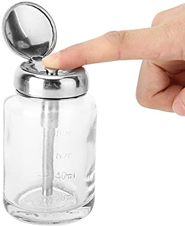 Nagellacksborttagningspump, 80 Ml Glas Professional Press Down Pump Dispenser One-Touch Refillable Nail Art Remover Dispenser för Alkohol, Aceton, Nagellackborttagare, Toner