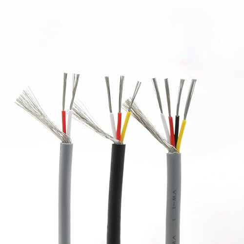 UL2547 Cavo Schermato Multi-core 2/3/4/5 Core Nero/grigio 22 24 26 Cavo Di Segnale In PVC 28AWG Cavo Audio In Rame Stagnato 300 V (Color : Black, Size : 24AWG-4Cores)