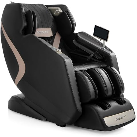 COSTWAY Massage Chair for Home, Electric Zero Gravity 3D SL Track Full Body Massage Recliner with Heat, LCD Touch Screen, Airbags, Bluetooth Speaker and 12 Massage Programs, Relax Shiatsu Massager