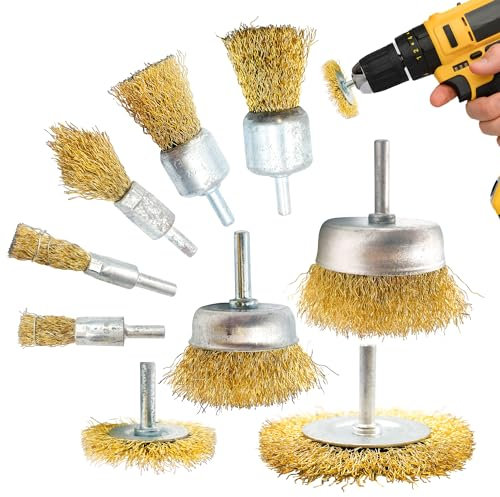 Wire Brush for Drill - 9 Piece Drill Wire Brush Set - Wire Brush for Rust Removal, Paint Remover for Wood, Paint Stripper Metal - Drill Wire Brushes for Metal, Brick, Wood - Pack of 9 Wire Brushes