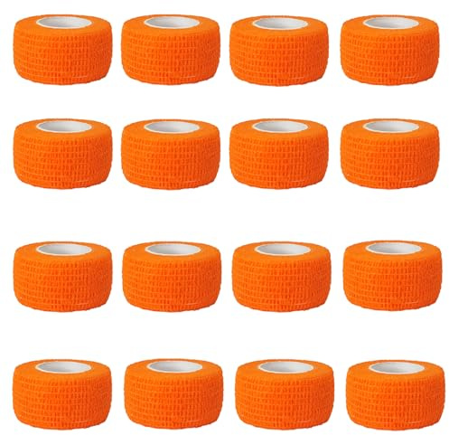 16 Rollen Selbsthaftende Bandage Tape Haftbandage Verband Hund Bandagen Tierische Bandagen Pflasterverband Fixierbinde Elastische Selbstklebender Für Finger Zehen 2.5cm X 4.5m (Orange)