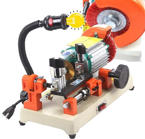 HDaspijh Horizontal Key Cutting Machine (2as), 120W Key Duplicating Machine with Brush Lengthen Clamp, Key Copy Machine for Makingr Car, Door Lock Keys,Locksmith Tools, (2 in 1 Manual+Automatic)
