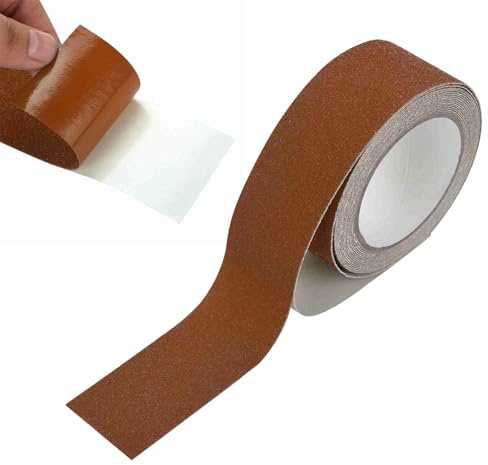 Breite 5cm Länge 5m Braun Treppe Anti-Rutsch-Band Kleber Typ, PVC Anti-Rutsch-Band Sand Sicherheit Dekoration für Innen-und Außenbereich Treppen Stufen Böden verwendet