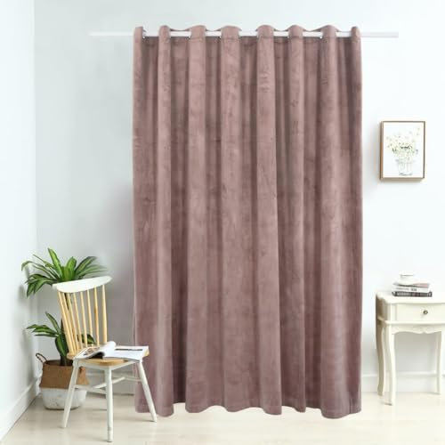 NQJIBUE Decor Verdunkelungsvorhang mit Metallringen, Samt, Altrosa, 290 x 245 cm, Fensterbehandlungen