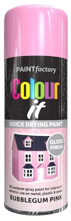 DIOXSTAR Bubblegum Pink Gloss Spray Paint, Quick Drying Paint, All Purpose Spray Paint for Metal, Wood, Plastic, Interior & Exterior Use, Easy to Use, 400ml (1 PCS)