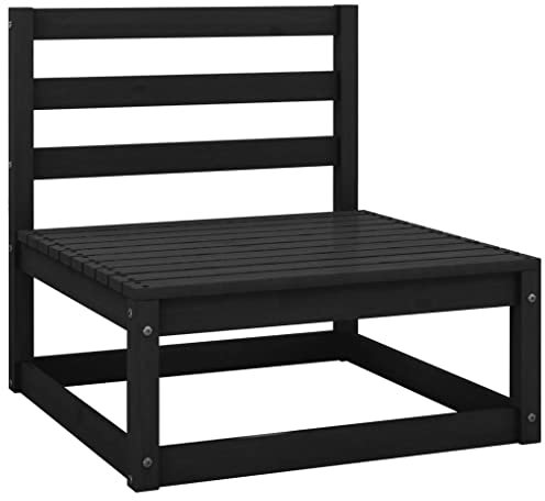 HETFTJN Outdoor Sofa Bierzeltgarnitur Garten Loungemöbel Set Garten Möbel Draußen - Garten-Mittelsofas 3 STK. Schwarz Kiefer Massivholz für Balkon Terrasse Café Hof