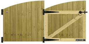 Premier Garden Supplies Made to Measure Tongue & Groove Fully Framed Arch Top Driveway Gates for Measurements Height <3ft (90cm) x Width: <6ft (183cm) +450mm Hinge Ring Latch Kit
