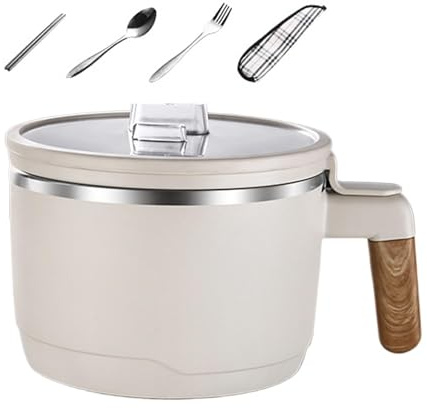 DAWCBVJQ Bol à nouilles instantanées avec couvercle, grandes tasses à soupe pour nouilles pâtes - Bol micro-ondes avec pot à pâtes, bols à nouilles pour micro-ondes, bol à pâtes en acier inoxydable