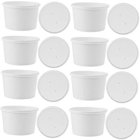 OKUMEYR 20sets Ice Cream Paper Cup Lid Disposable Paper Ice Bowl for Yogurt for Sundae Yogurt Serving for Summer Parties
