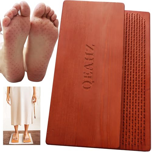 QEAHZ Sadhu Board - Copper nails, 8mm, Large Size, For beginners, Wooden boards for feet, for Yoga and Meditation