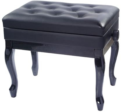 Tabouret de piano en bois massif avec rangement pour musique et capacité de charge 992IBS Idéal pour enfants, adolescents, adultes et personnes âgées Noir