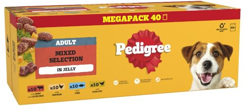 PEDIGREE Adult Dog Food Pouches Mixed Selection in Jelly 40 x 100 g Mega Pack