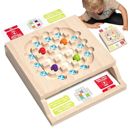Wooden Beads Game, Beads Board Game,Fun Matching Table Game - Logic Thinking Training Game for Preschool Educational Learning Activities