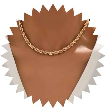 Enautoabs Collier Minimaliste En Plaqué Or Avec Chaîne En Corde Torsadée En Acier Inoxydable Avec Tour De Cou Pour Femmes