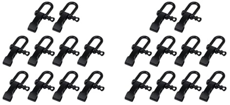 GIWFBQTR 20 Piezas de Hebilla de Grillete de Pulsera de Paracord, de Grillete de de Clip de Grillete D Ajustable para Pulsera de Supervivencia Negro