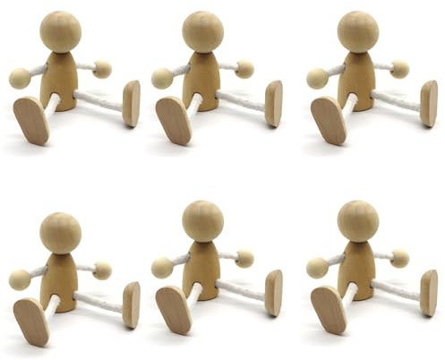 YouXiaor 6PCS Figure in Legno da Dipingere,Figure Familiari Bambole in Legno Peg Doll Bambole Fai da Te Figure per Pittura e Compleanno di Nozze Feste