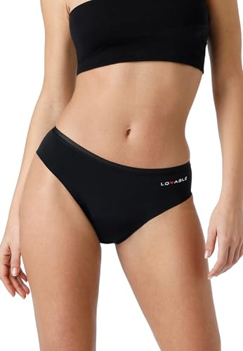 Lovable Slip da Ciclo Mestruale Flusso Abbondante | Mutande Invisibili in Microfibra, Lavabili, Riutilizzabili e Anti-Perdite | Period Panties Donna, Nero, M