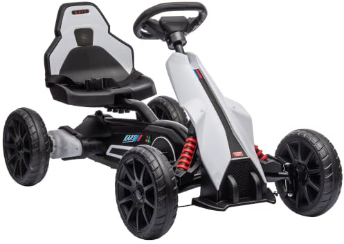 HOMCOM Kinder Elektro Gokart 12 V 3-5km/h Go Kart für 3-8 Jahre, Weiß