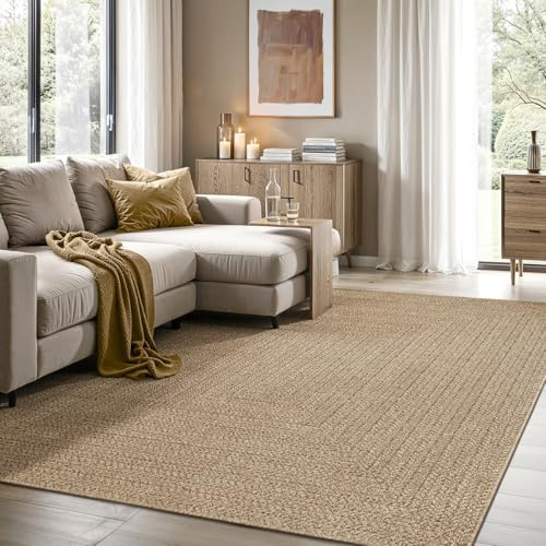 the carpet Kansas Outdoor Teppich – Wetterfester Indoor & Outdoor Teppich im Jute-Look für Balkon, Terrasse, Garten, Wohnzimmer & Esszimmer, pflegeleicht und UV-beständig, ca. 300 x 400 cm