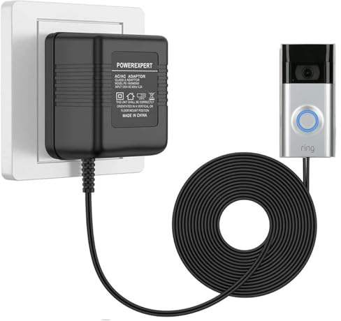 Türklingel Transformator, Ynzeyx 24V500MA Video Türklingel Netzteil, AC Netzteil Adapter Transformatoren kompatibel mit Ring Video Doorbell 2 Pro (10m/394in black)