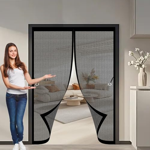 Zanzariera Magnetica Porta 99 x 170 cm, Anti-Zanzare, Anti-Insetti, Rete Ultra-Fine, Installazione Facile, Zanzariera per Porta Tetto per Finestra Balcone, Nero