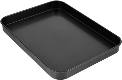KOCKSHION Plateau à Gâteaux Métallique Rectangulaire Noir, Assiette De Service pour Collations Et Fruits, Plat De Conservation Solide, Usage Maison Et Fête