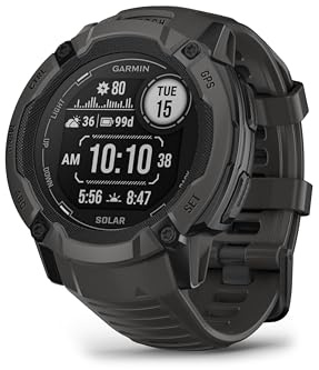 Garmin Instinct 2X Solar, Rugged GPS Smartwatch, Built-in Flashlight, Solar Charging Capability, Multi-Band GNSS, Graphite, NA/AUS/NZ (Refurbished)