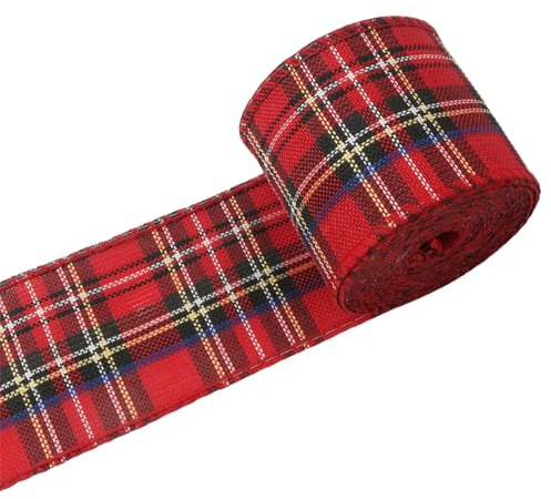 Weihnachtsdekorationsband Schleifenband Sackleinen Dekoband 6 M Langes Und 5 CM Breites Rot-GrüN Kariertes Geschenkband Für Handwerk Geschenk Verpackung Weihnachtsdekorationen Hochzeit Baumdeko