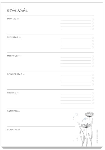 Eine der Guten Wochenplaner A5 – Meine Woche, Abreißblock mit 50 Blatt, oben geleimt, Wochenübersicht mit To-Do Liste, nachhaltiges Recyclingpapier, schlicht Schwarz Weiß